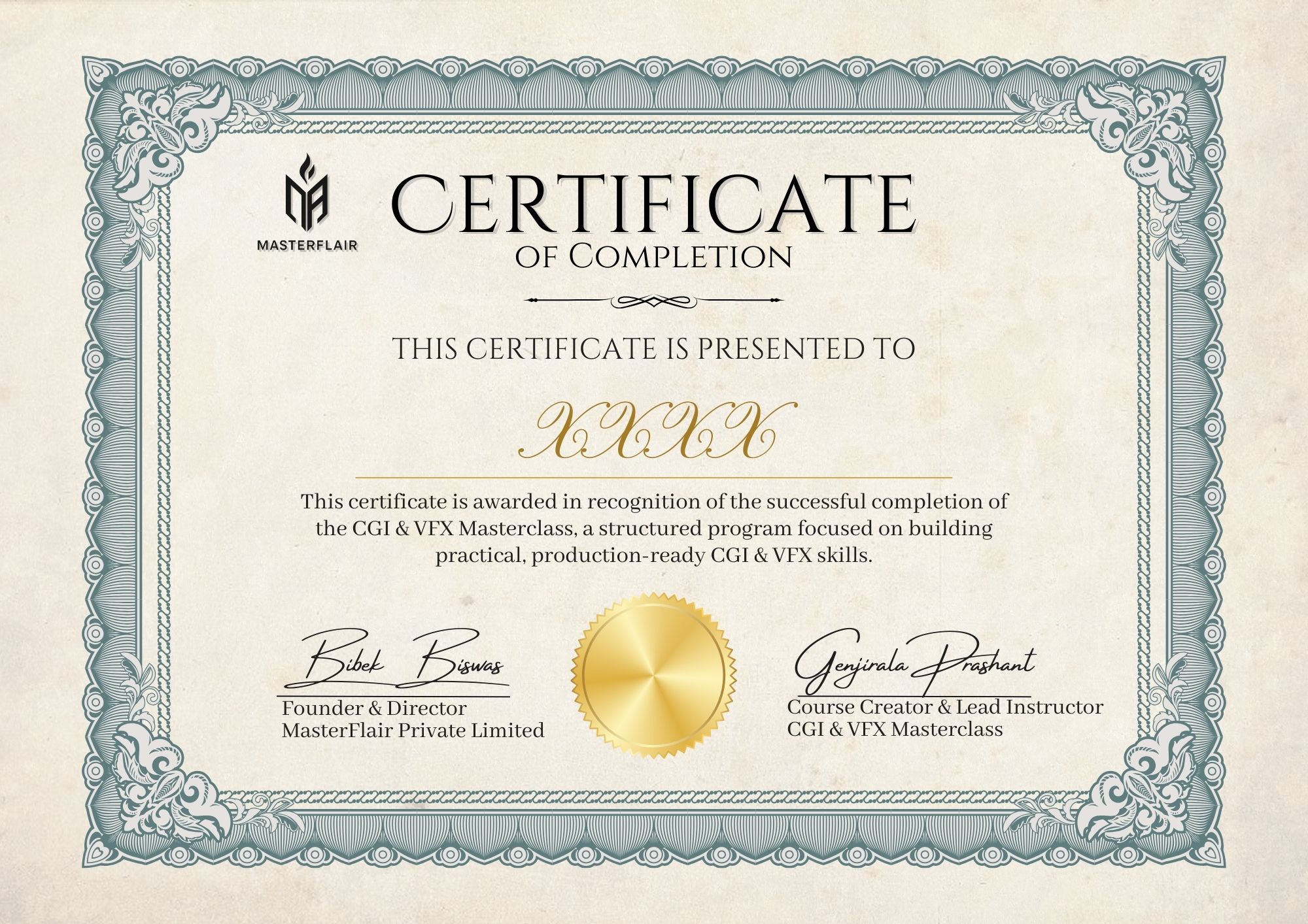 MasterFlair Course Certificate