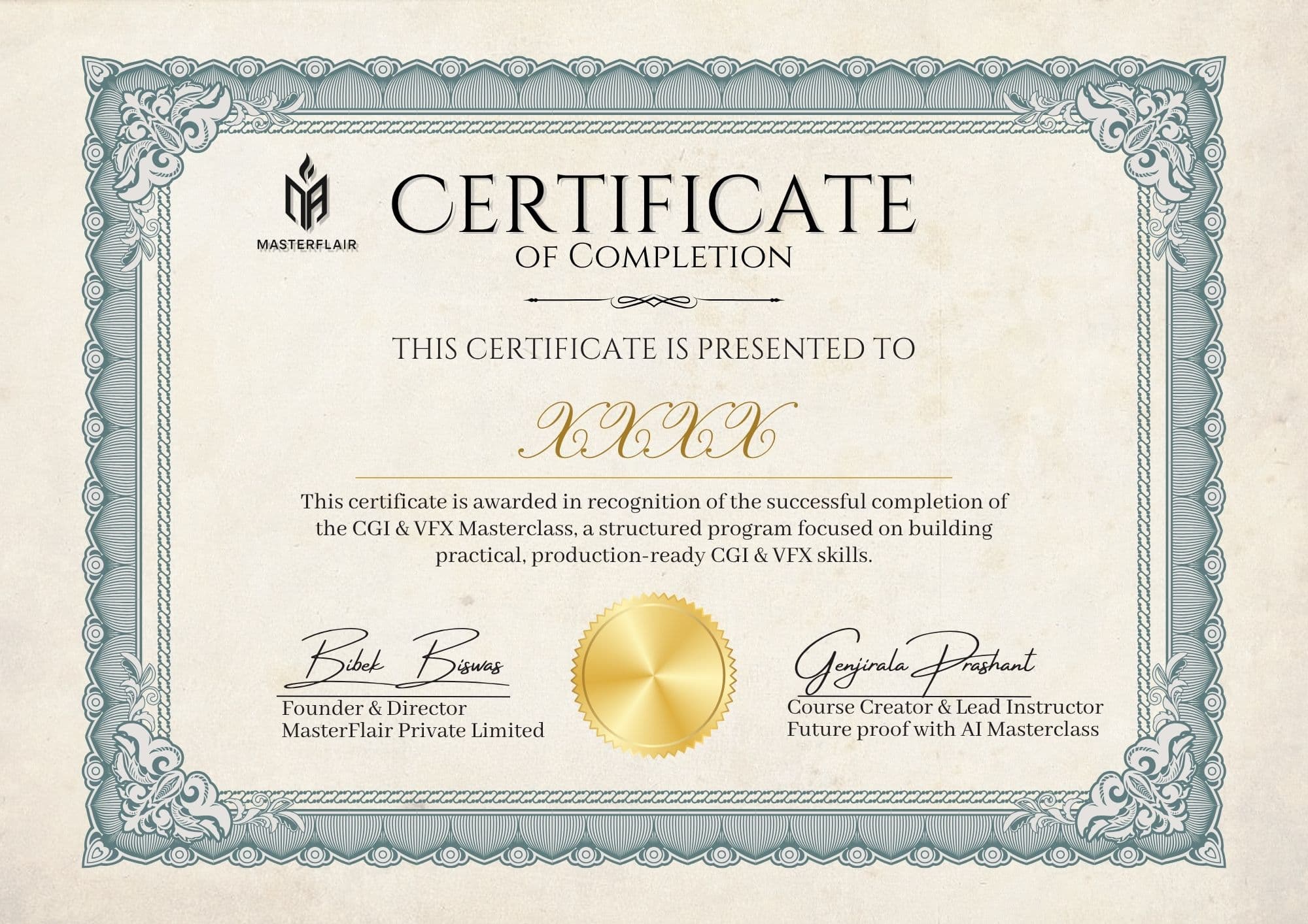 MasterFlair Course Certificate